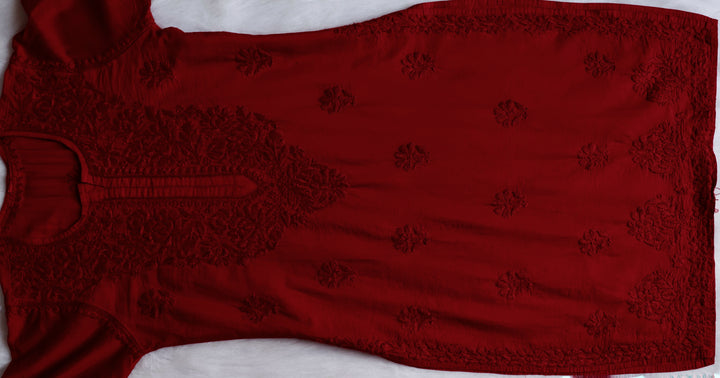 Meerab Maroon Pure Chanderi set