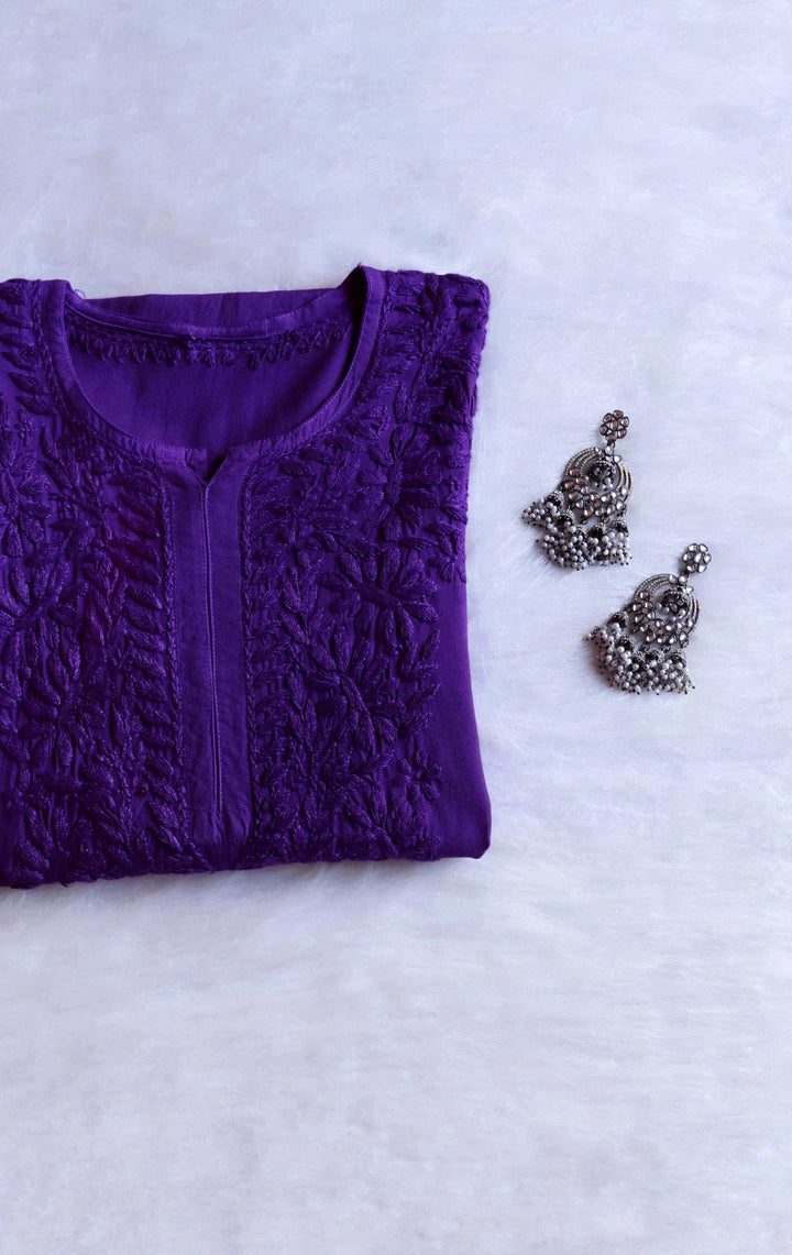 Amirah Deep Purple Long Rayon Kurta
