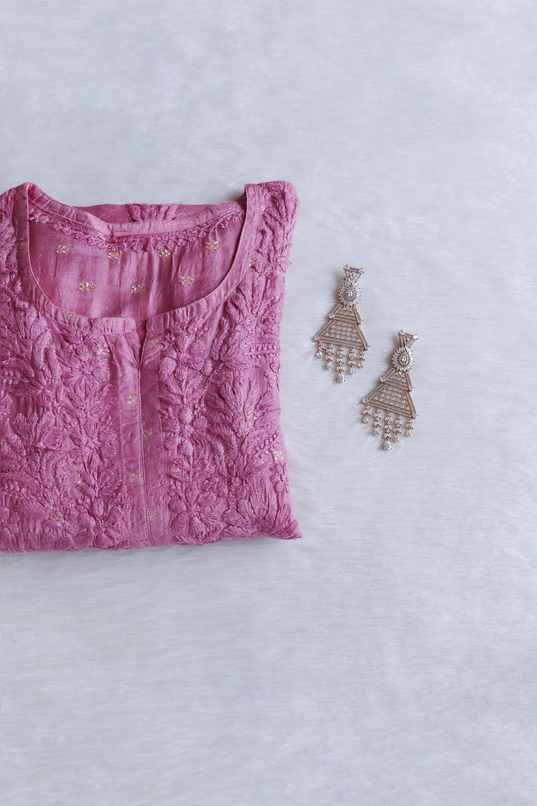 Nazakat Dusty Purple Premium Long Chanderi Kurta