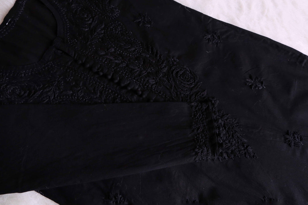 Gul Black Cotton Kurta