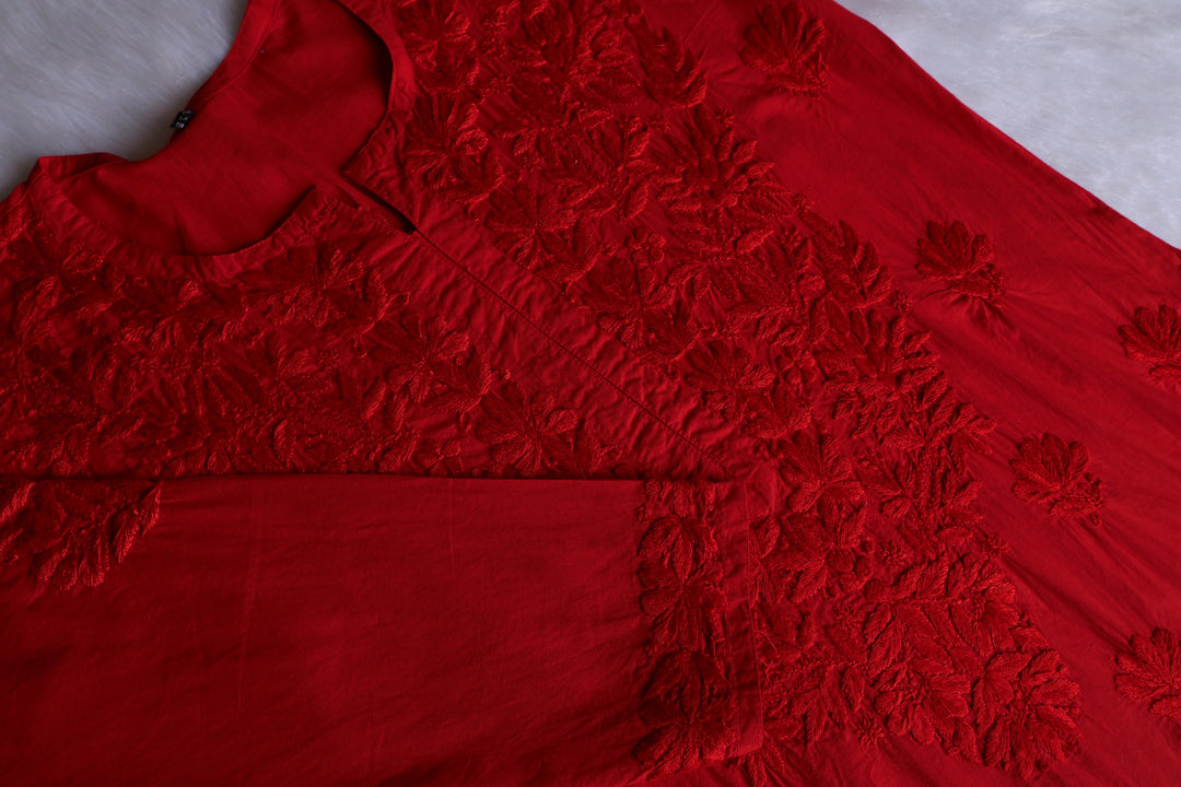 Anah Red Pure Cotton Kurta