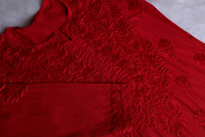 Anah Red Pure Cotton Kurta