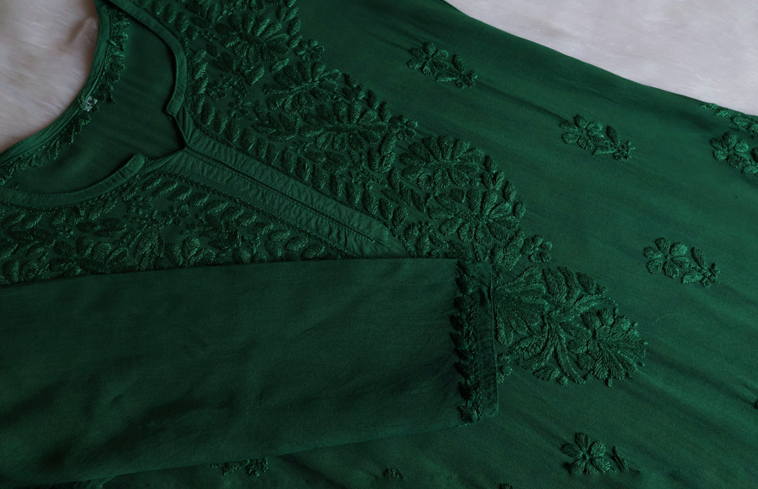 Amirah Deep Green Long Rayon kurta