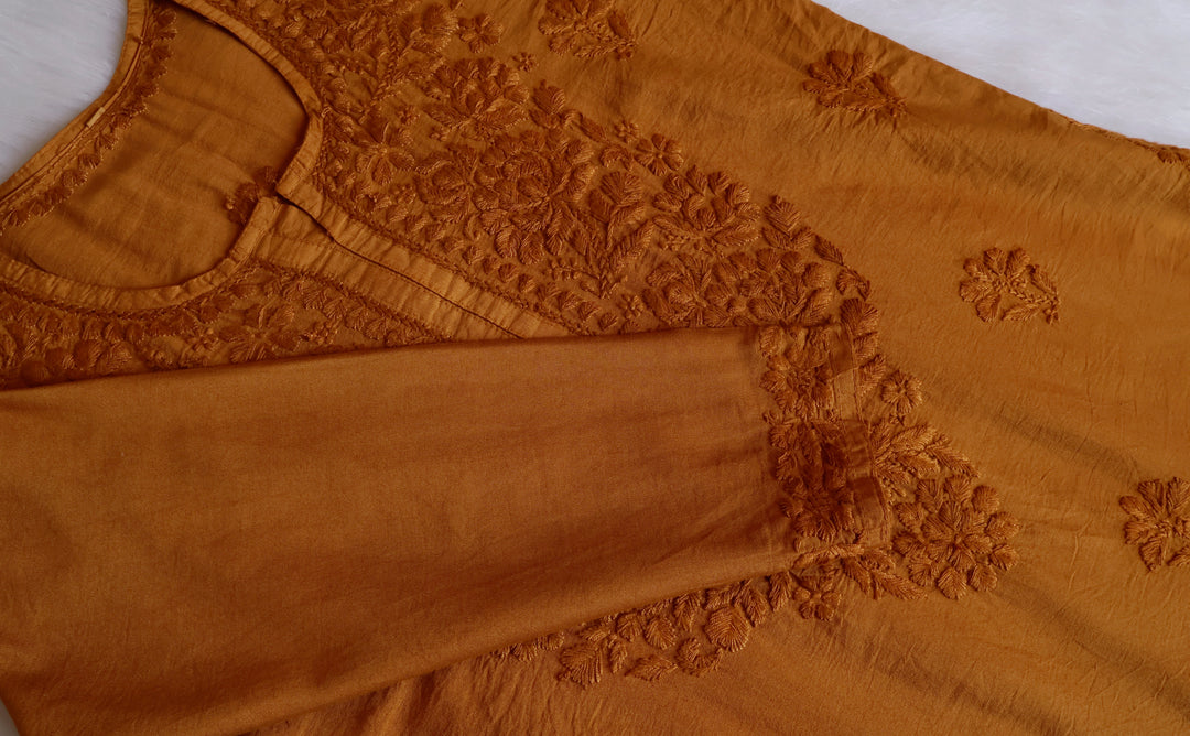 Jannat Mustard Chanderi Kurta