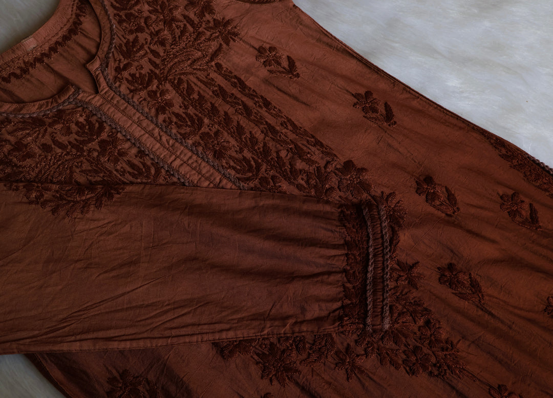 Ruhaab Chocolate Brown Pure Chanderi set