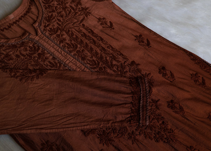 Ruhaab Chocolate Brown Pure Chanderi set