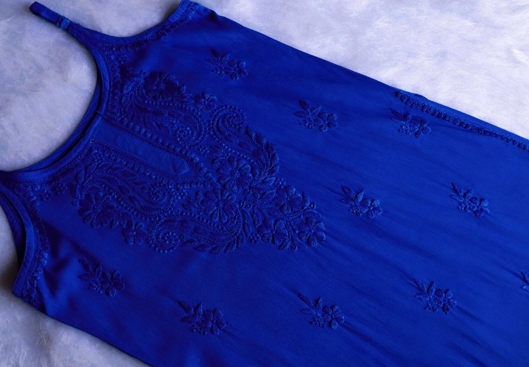 Haania Royal Blue Noodle Strap 3 Piece Kurta set