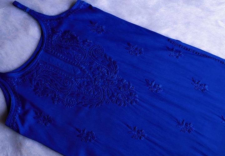 Haania Royal Blue Noodle Strap 3 Piece Kurta set