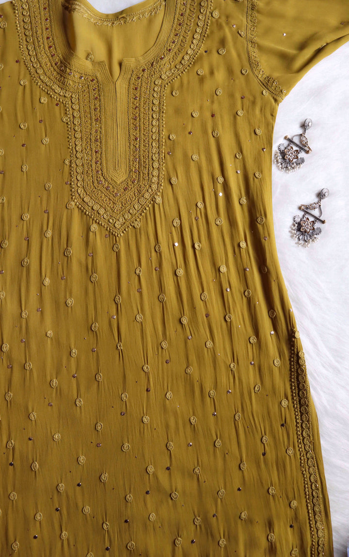 Mahaa Olive Viscose Georgette Kurta