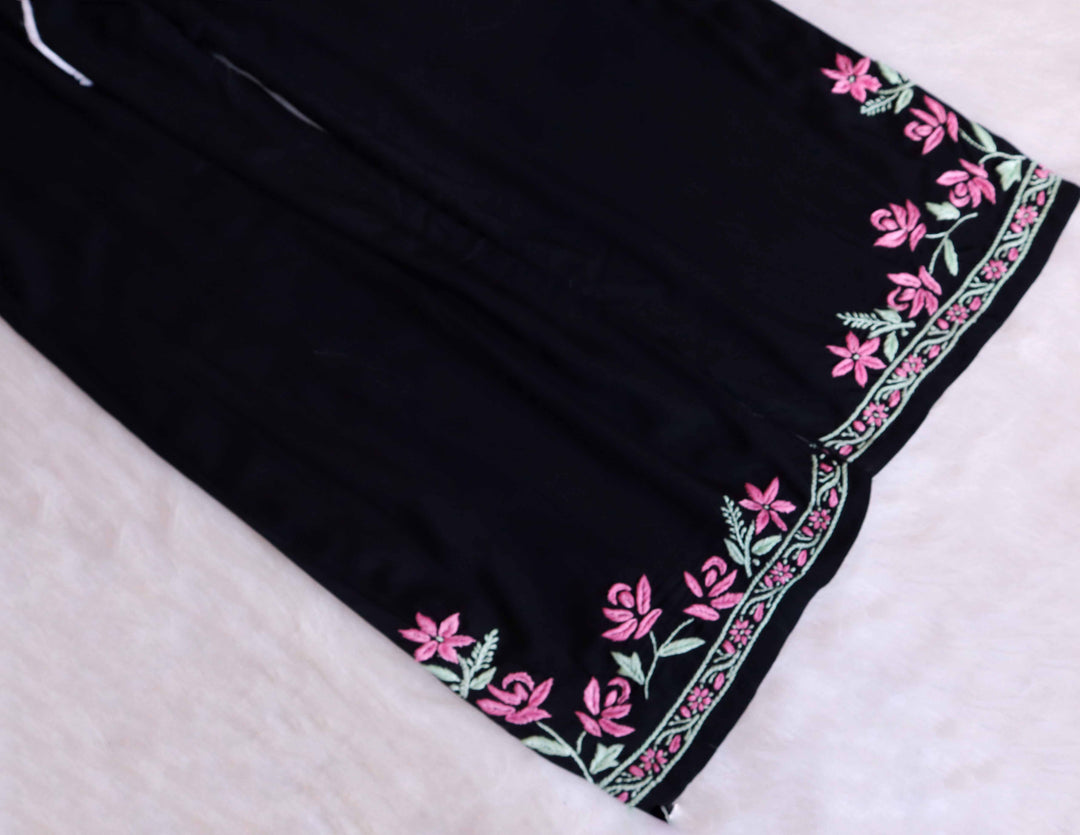 Gul Kashmiri Black & Baby Pink Modal Kurta Set