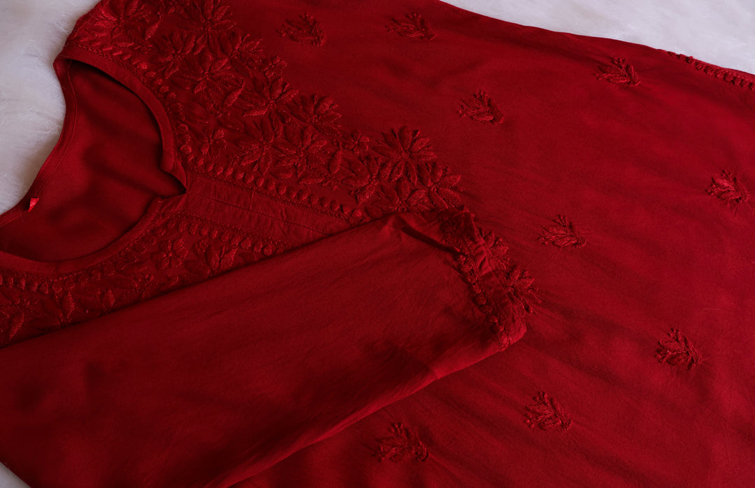 Nora Maroon Short Rayon Kurta