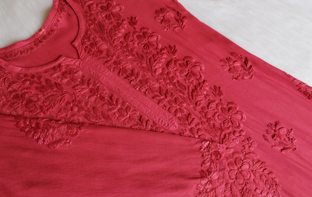 Sanam Rose Brown Ombre Long Rayon Kurta