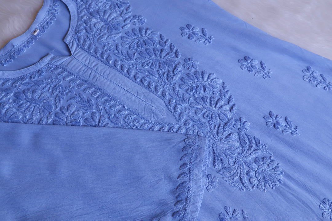 Amirah Ice Blue Ombre Long Rayon Kurta