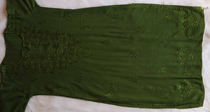 Farhaa Olive Green Ombre Long Rayon Kurta