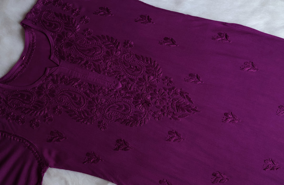 Zahrah Deep Purple Long Rayon Kurta