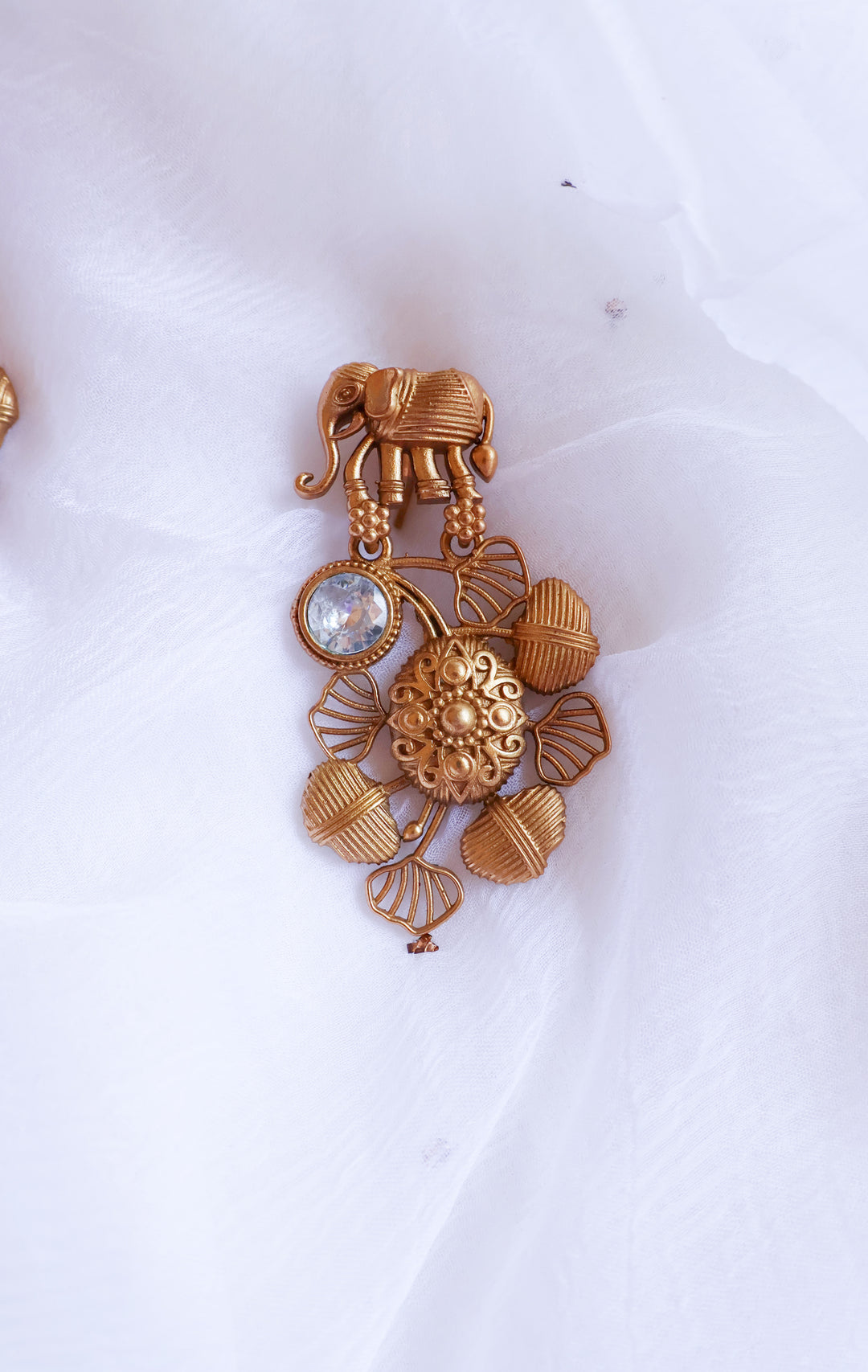 Gold look-alike Elephant Carved earrings