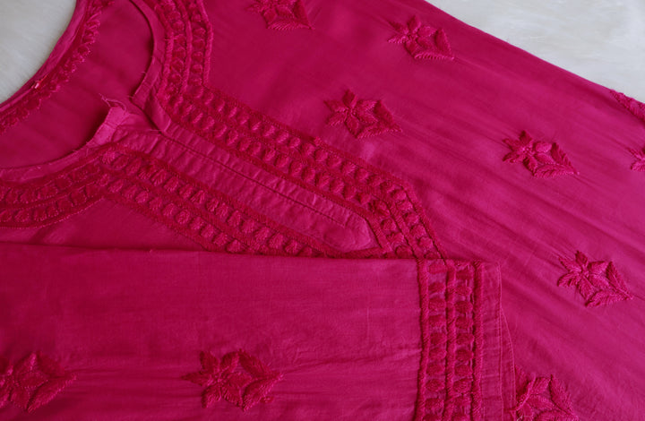 Saleha Deep Pink Cotton Kurta