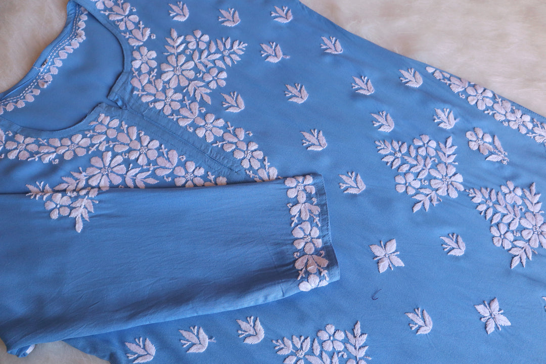 Naila Ice Blue Rayon Kurta Pant set