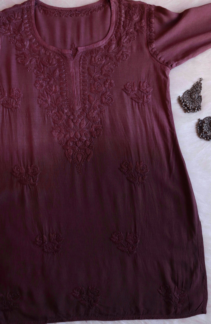 Gul Chocolate Brown Ombre Short Rayon Kurta