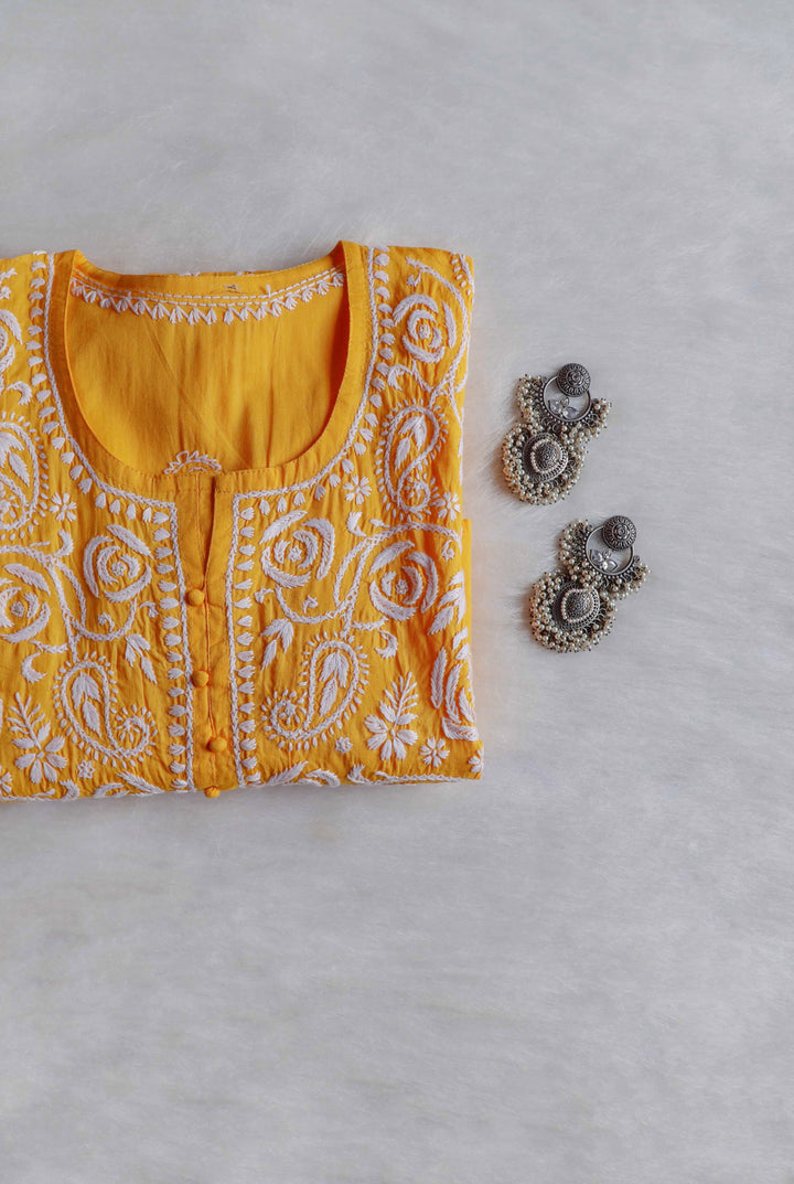 Gul Yellow & White Cotton Kurta