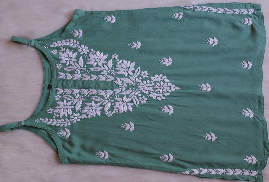Mirha Sage Green Short Sleeveless Kurta