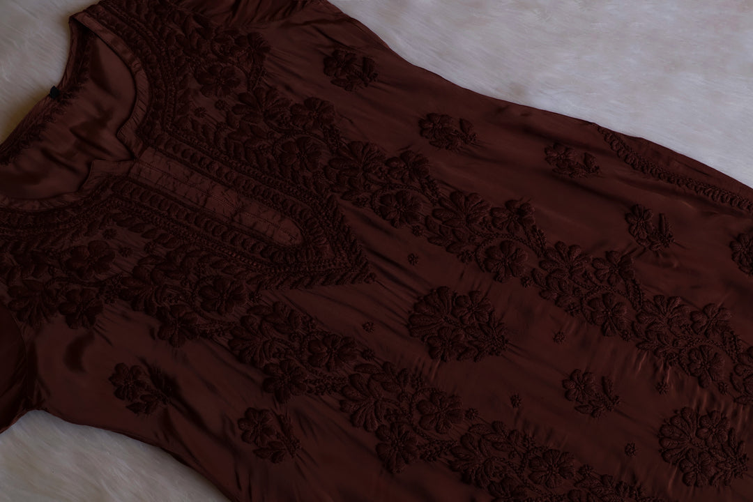 Haya Chocolate Brown Pure Crepe Kurta