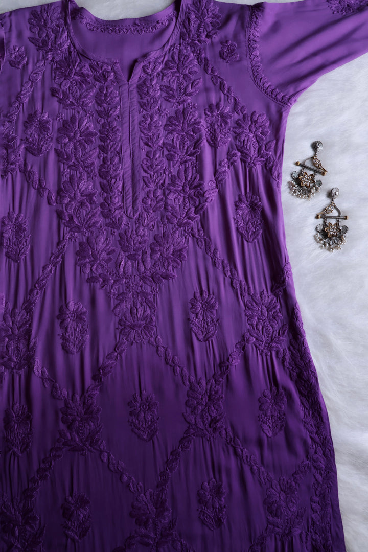Alanah Purple Long Modal Kurta