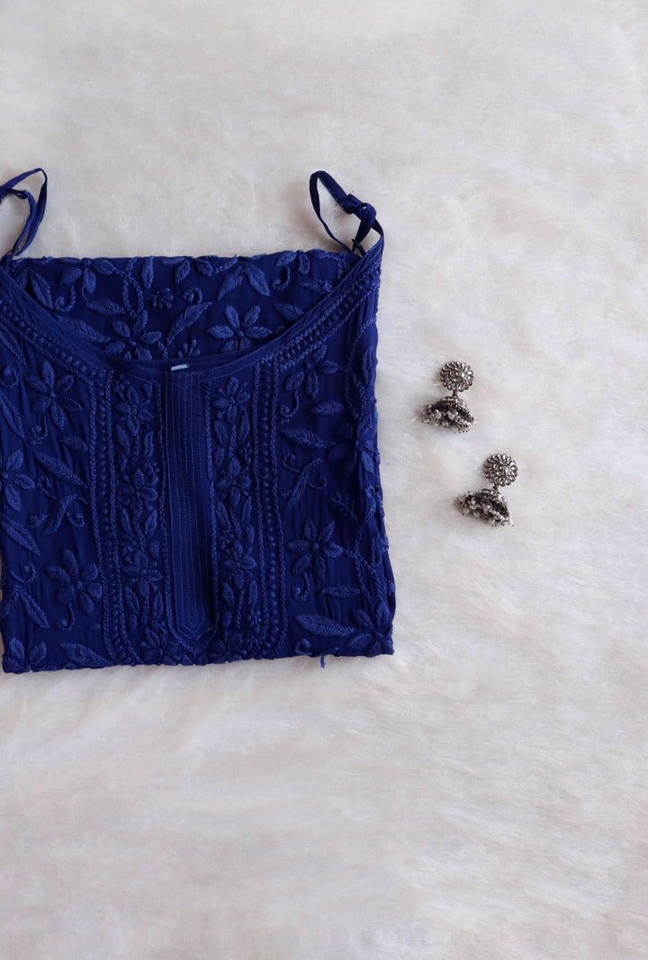 Mehr Royal Blue Viscose Strappy Kurta