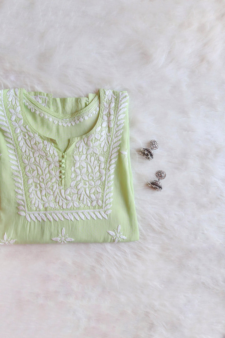 Inayah Pastel Olive Short Cotton kurta