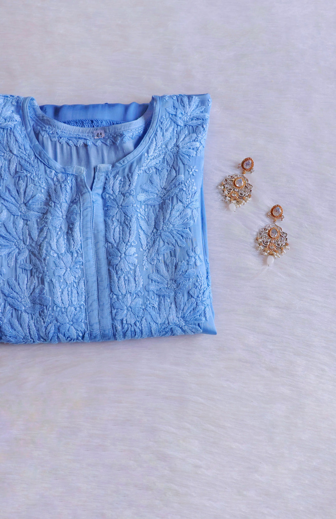 Zaryaab Ice Blue Long Modal Silk Kurta