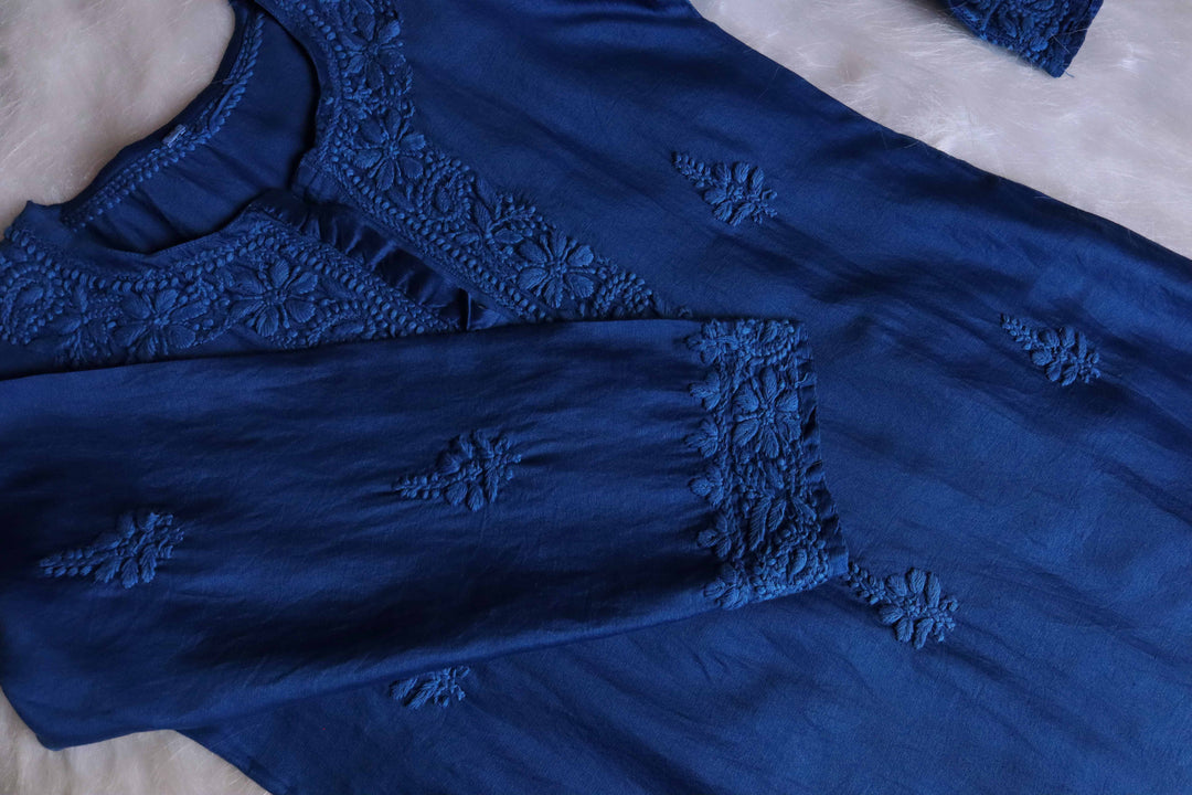 Zimra Premium Royal Blue Pure Chanderi set