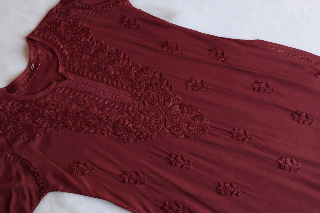 Amirah Rose Brown Long Rayon Kurta