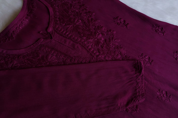 Aliyah Deep Plum Short Rayon Kurta