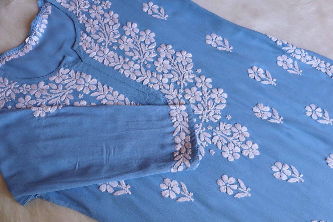 Amaara Ice Blue Rayon Kurta Pant set