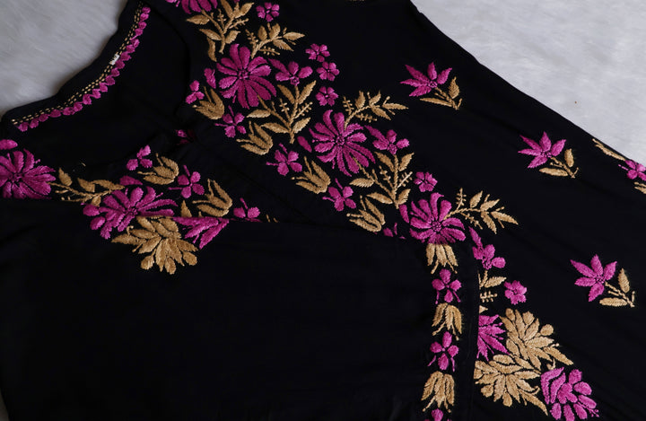 Gulaab Black, Pink & Beige Rayon Kurta Set