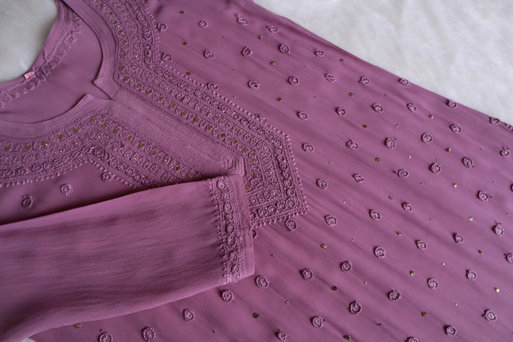Mahaa Dusty Purple Viscose Georgette Kurta