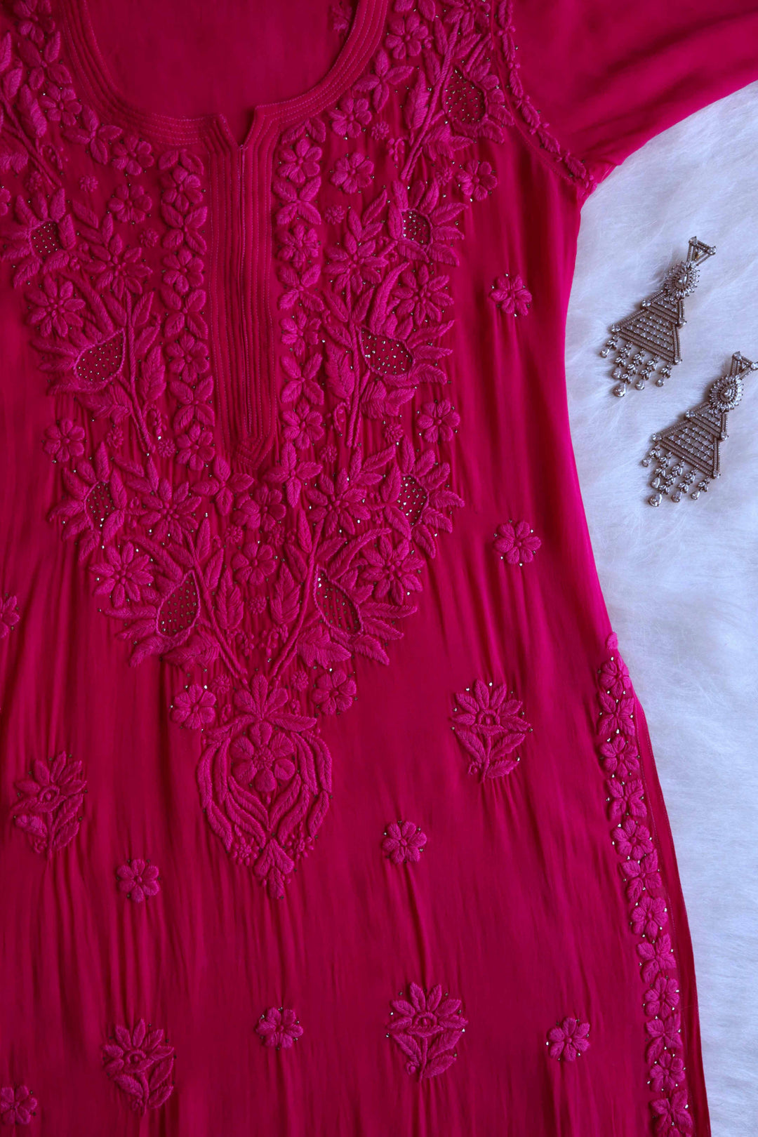 Mariya Deep Pink Viscose Georgette Kurta