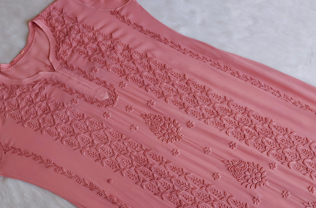 Elara Rose Brown Viscose Georgette Kurta
