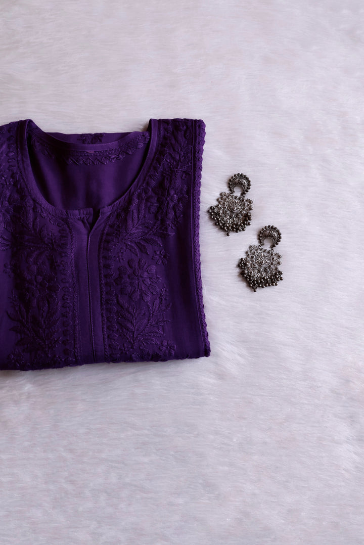 Zainab Deep Purple Ombre Long Rayon Kurta