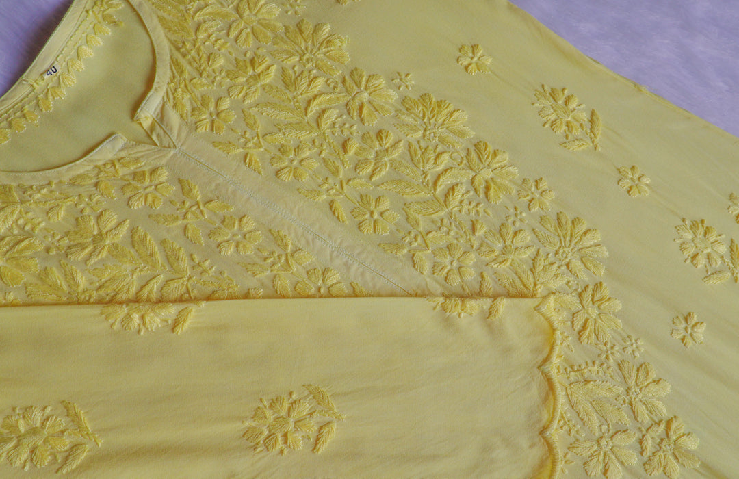 Alishba Lemon Yellow Scalloped Rayon set
