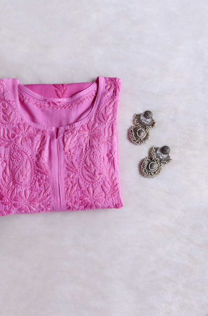 Zahrah Pink Ombre Long Rayon Kurta