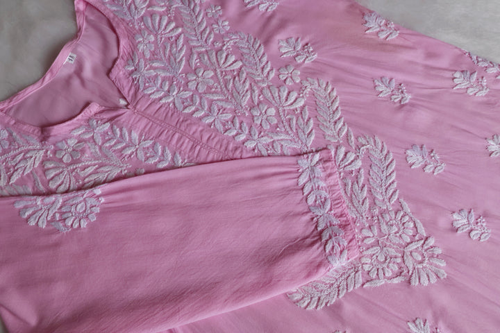 Mahnoor Baby Pink Long Modal Kurta