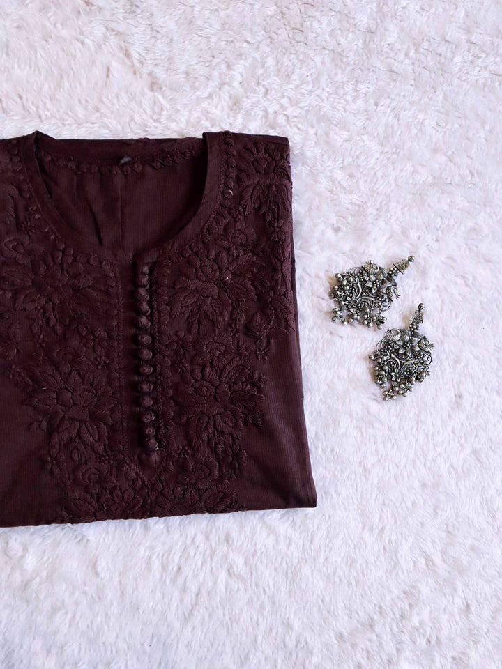 Aayat Chocolate Brown Cotton Kurta