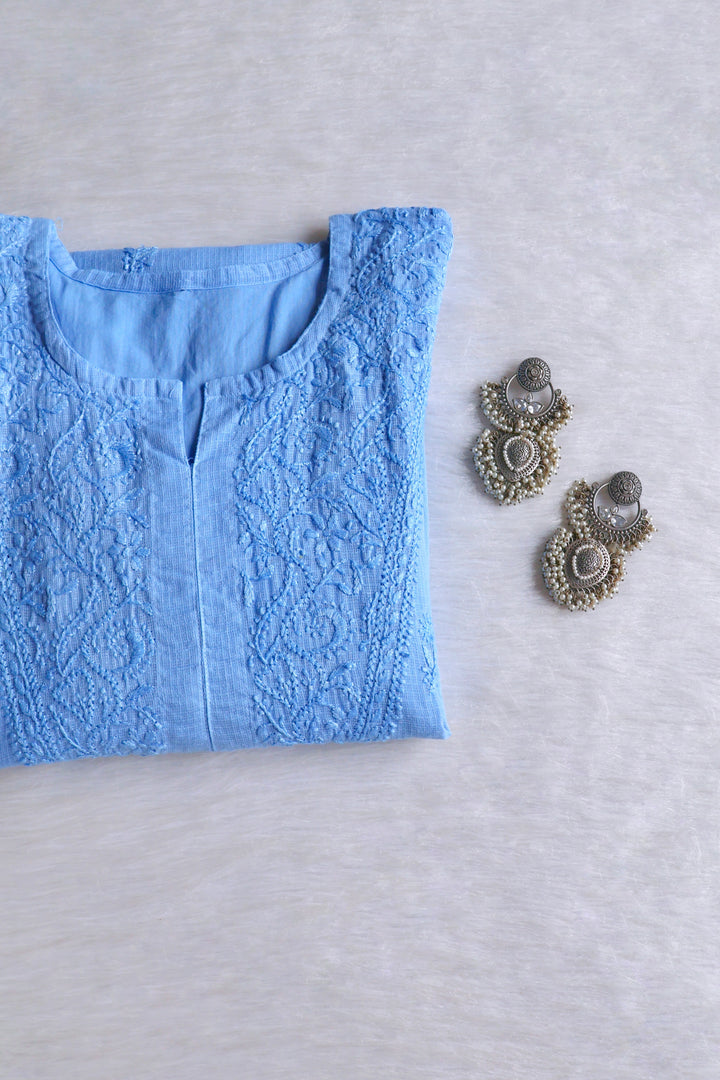 Renisa Ice Blue Soft Kota Kurta