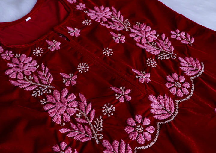 Makhmali Maroon Pure Velvet set