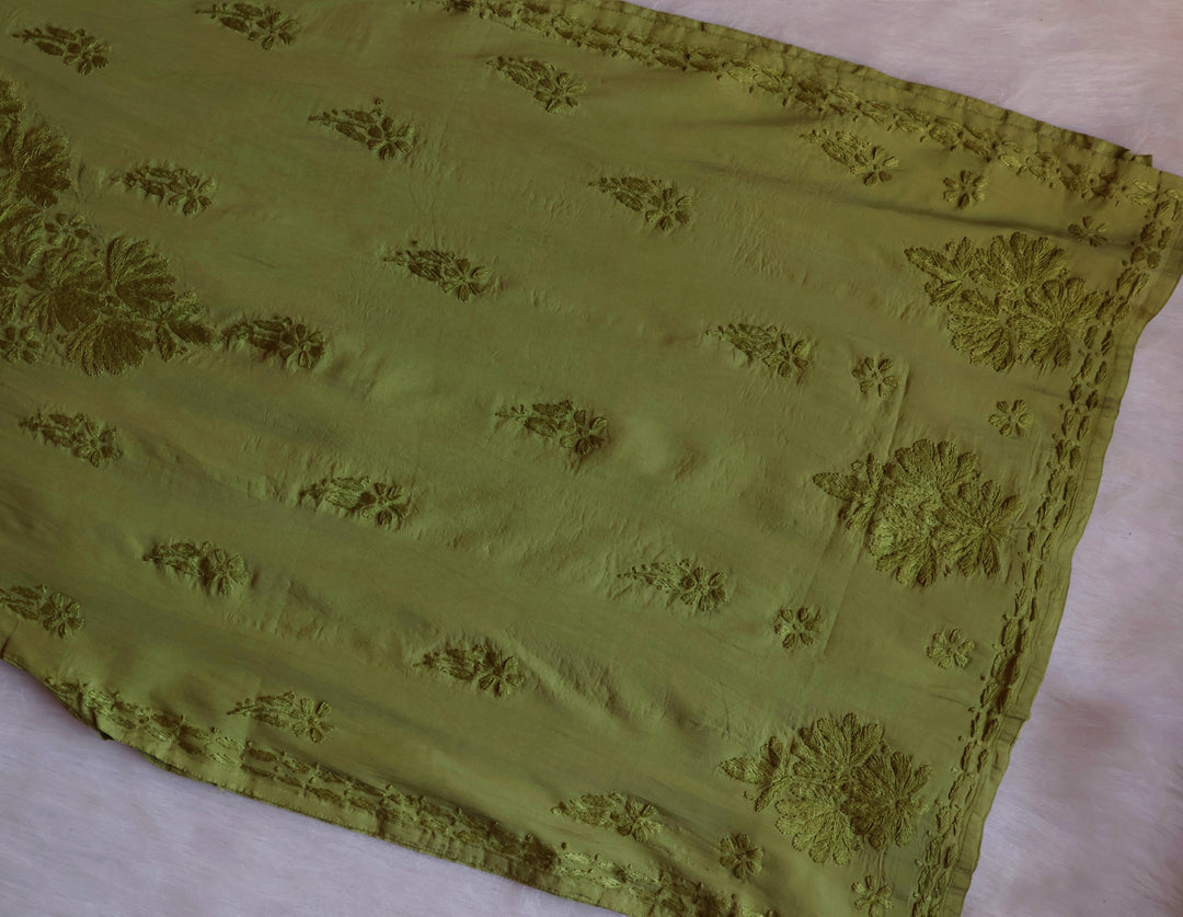 Alanah Olive Green Chanderi Kurta