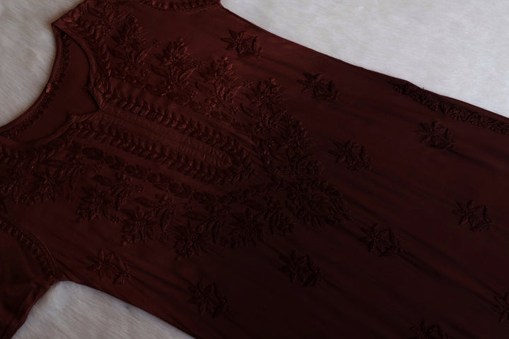 Alfiya Chocolate Brown Long Ombre Rayon Kurta