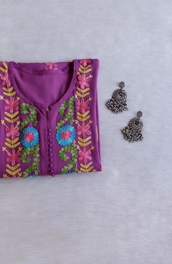 Anah Dusty Purple Ombre Long Rayon Kurta