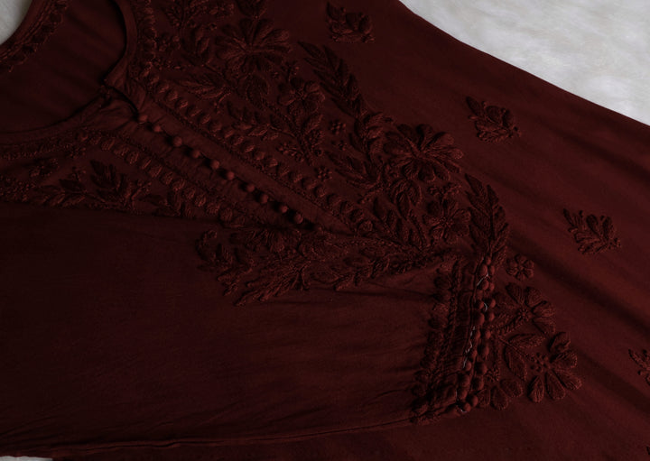Enaara Chocolate Brown Potli Button Rayon set