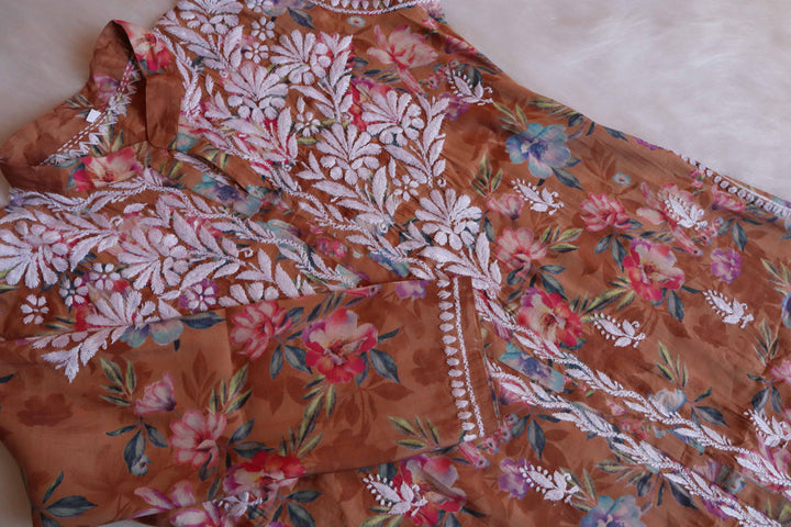Jannat Rose Brown Chanderi Coord Set